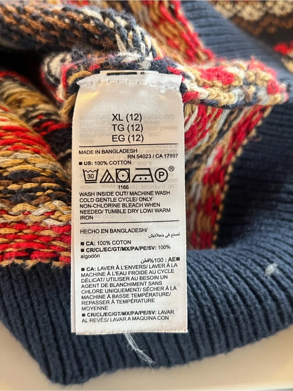 Old Navy Girls Black Navy Fair Isle Hooded Sweater dress